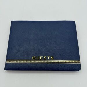 Guest Signing Book Blue Gold Leather